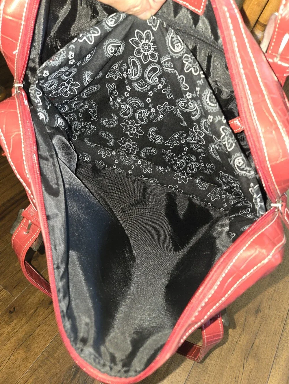 BUXTON Red Leatherette Croc Embossed  Laptop Tote Bag